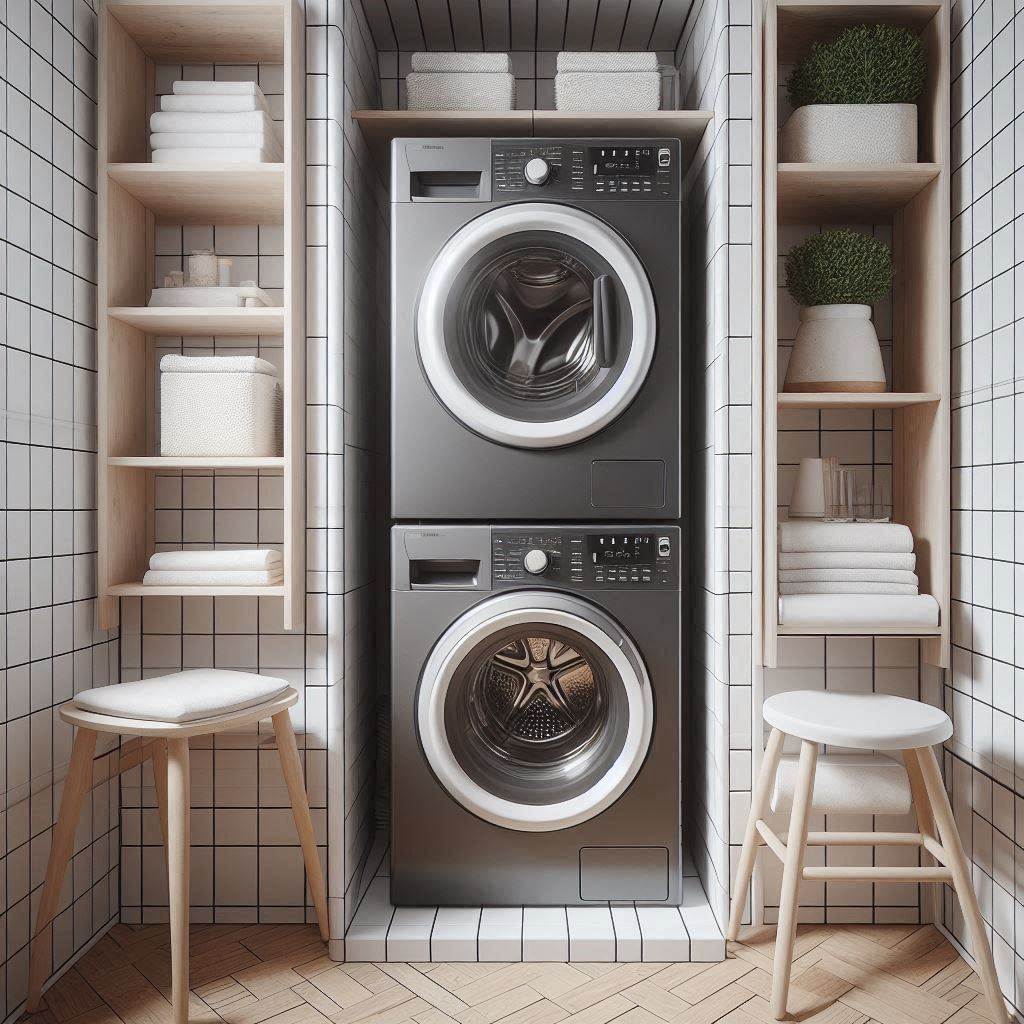 18 Brilliant Small Laundry Room Ideas with Front Loader for Space-Saving Homes 3 Stack with Purpose