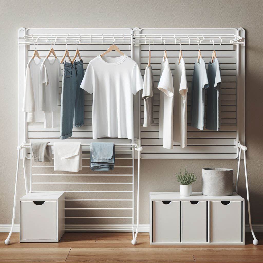 18 Small Laundry Room Ideas with Hanging Rod That Maximize Style and Space 13 Wall-Mounted Drying Racks with Built-In Rods