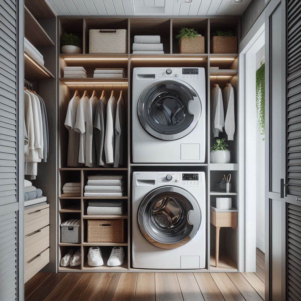 18 Smart & Stylish Laundry Room Ideas for Small Apartments 8 Stacked Washer and Dryer Tower