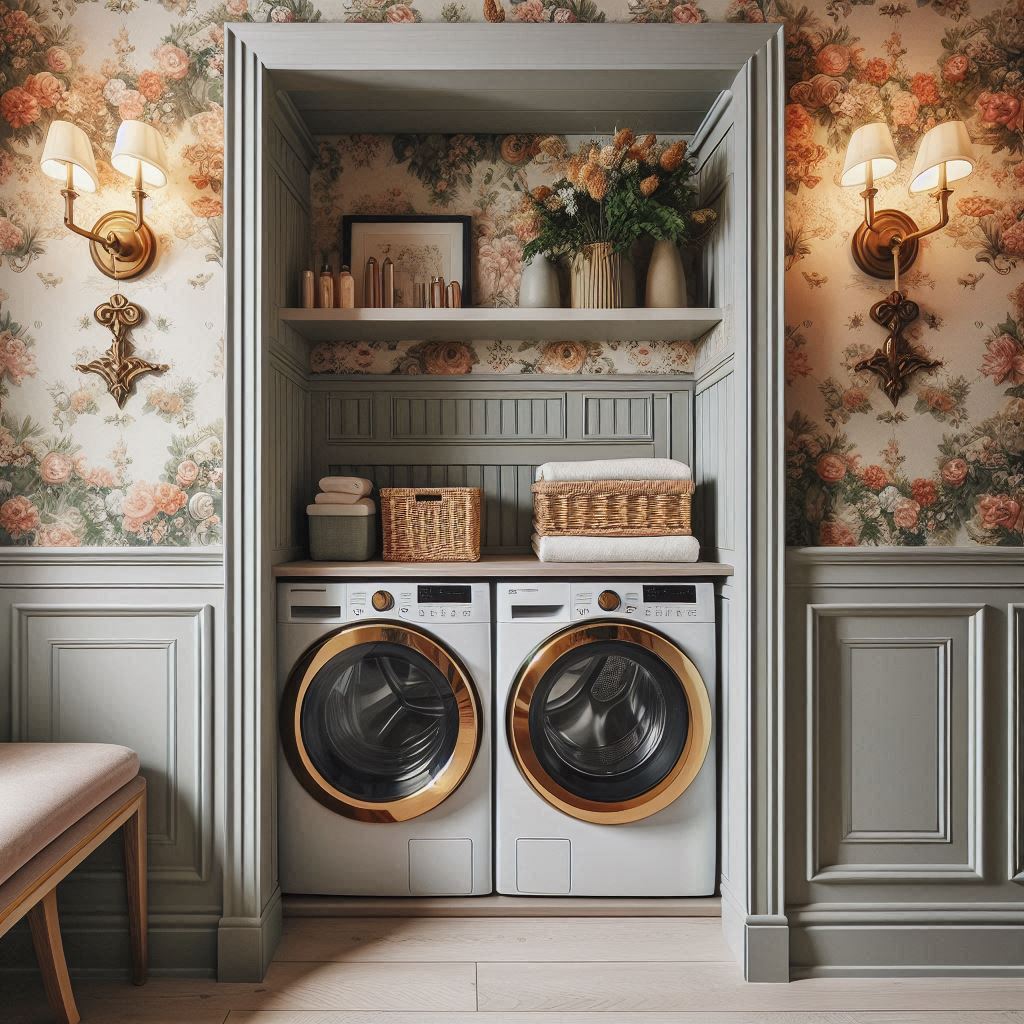 18 Smart & Stylish Laundry Room Ideas for Small Apartments 19 Bold Wallpaper for Style Impact