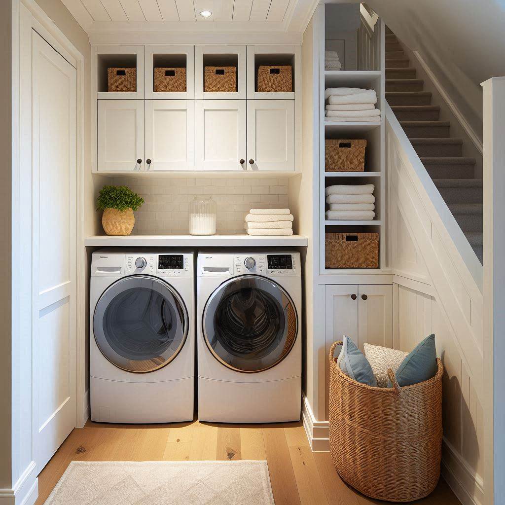 18 Brilliant Small Laundry Room Ideas with Front Loader for Space-Saving Homes 2 Hidden Behind Cabinet Doors