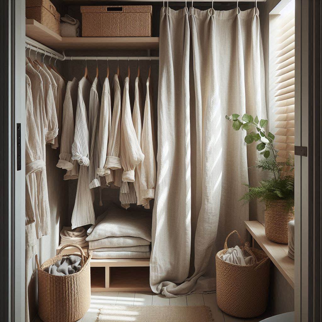 18 Small Laundry Room Ideas with Hanging Rod That Maximize Style and Space 15 Hide It All Behind a Curtain with a Rod