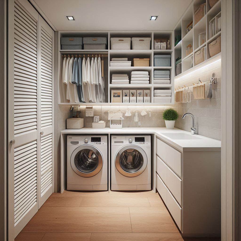 18 Small Laundry Room Ideas with Sink That Make Every Inch Count 13 Closet-Style Laundry Room with Hidden Sink