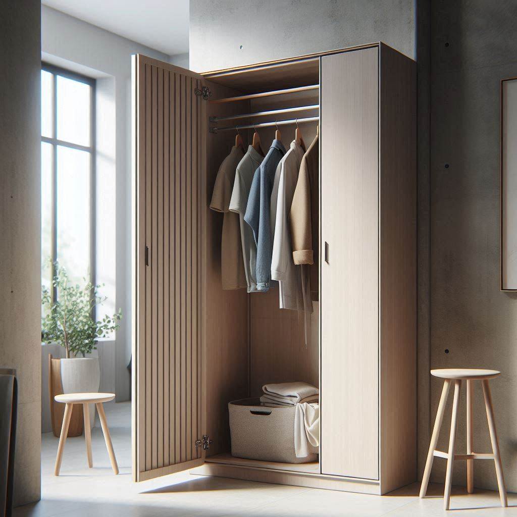 18 Small Laundry Room Ideas with Hanging Rod That Maximize Style and Space 17 Integrate a Rod Inside a Tall Cabinet