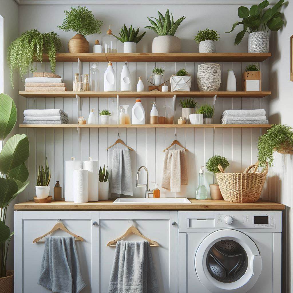 18 Genius Small Laundry Room Ideas with Shelves That Maximize Space & Style 20 Floating Cabinets and Open Shelf Combos