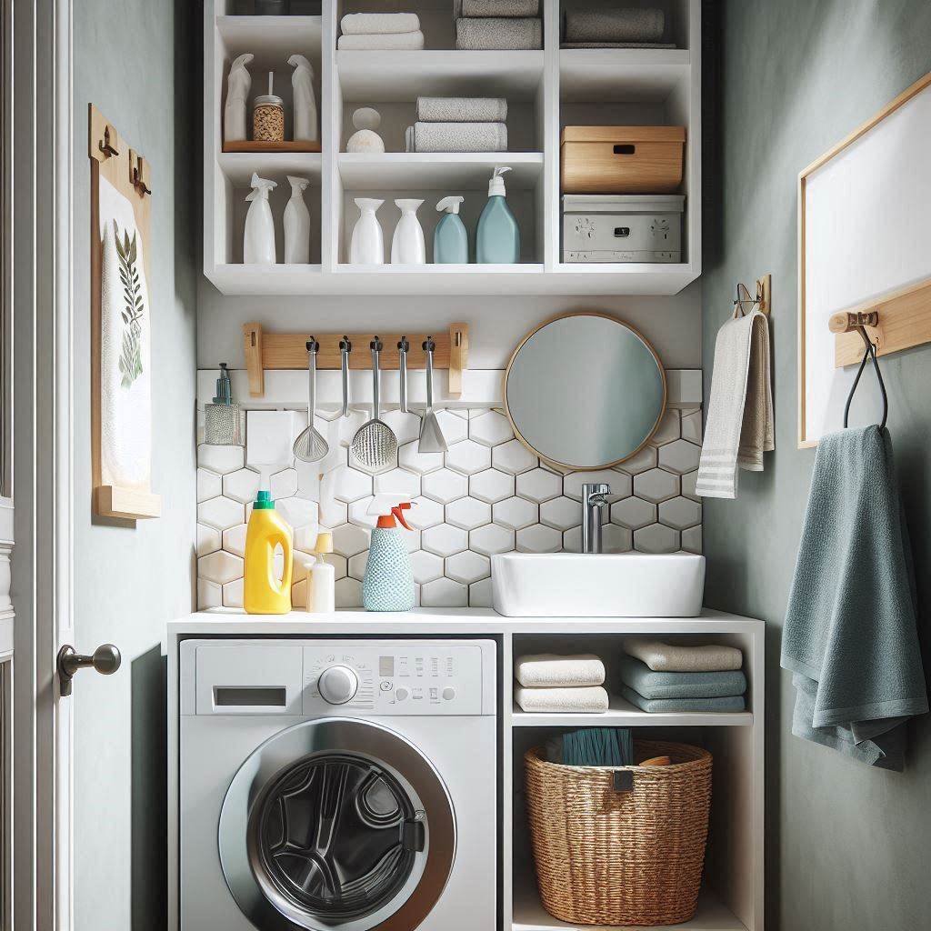 18 Genius Small Laundry Room Ideas with Shelves That Maximize Space & Style 8 Add a Shelf Above the Sink