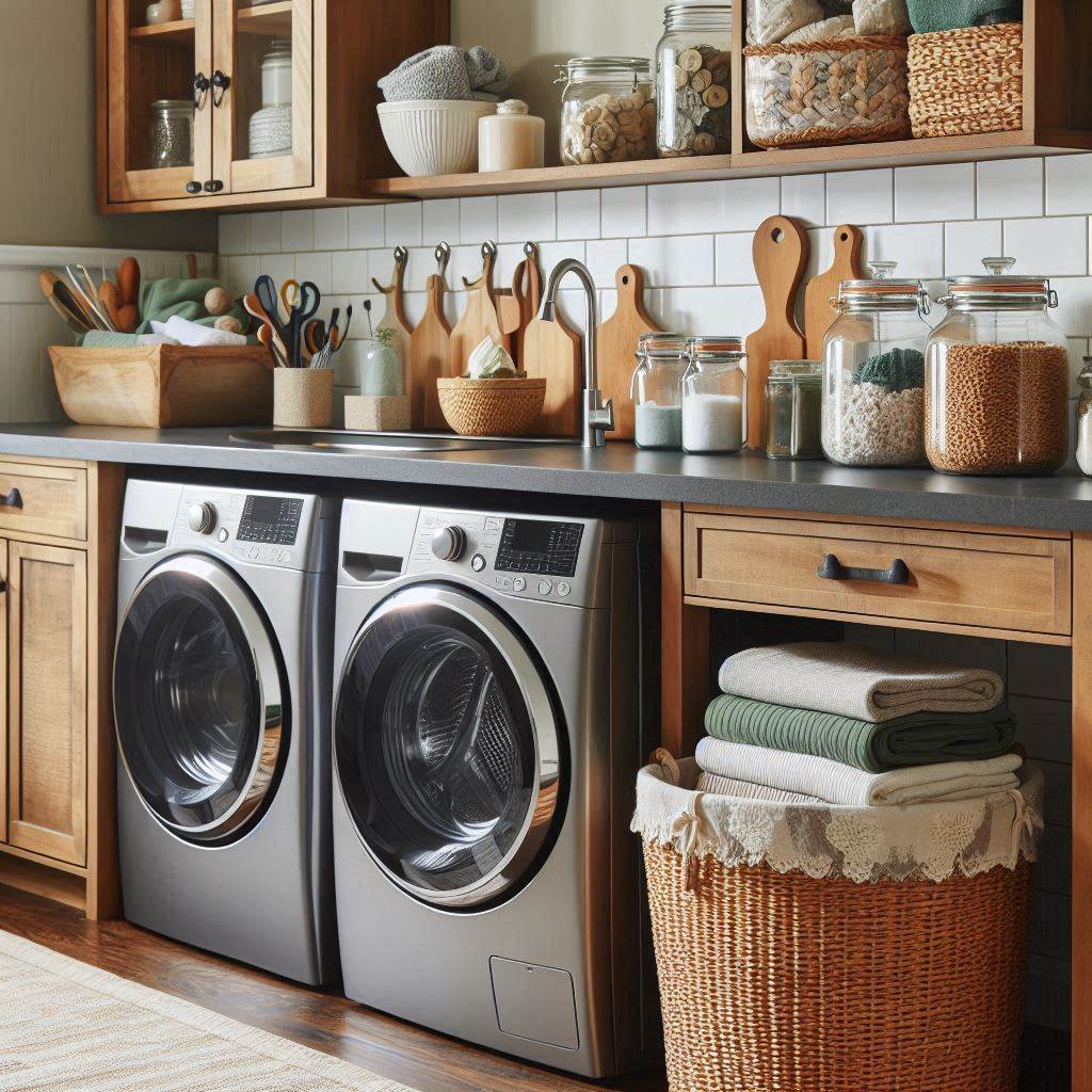 18 Small Laundry Room Makeover Ideas That Maximize Style and Function 4 Create a Folding Station Over Appliances