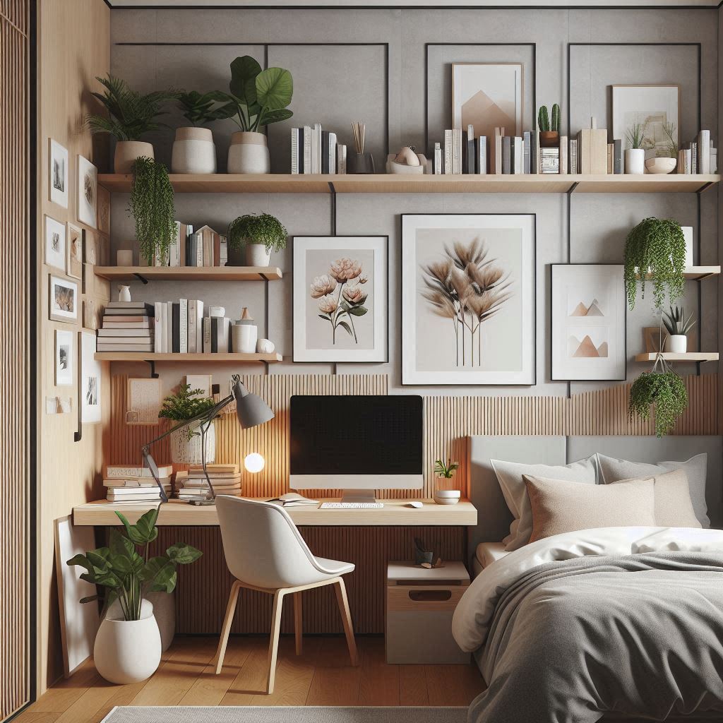 18 Modern Small Bedroom Ideas for Men 3 Floating Shelves to Save Floor Space