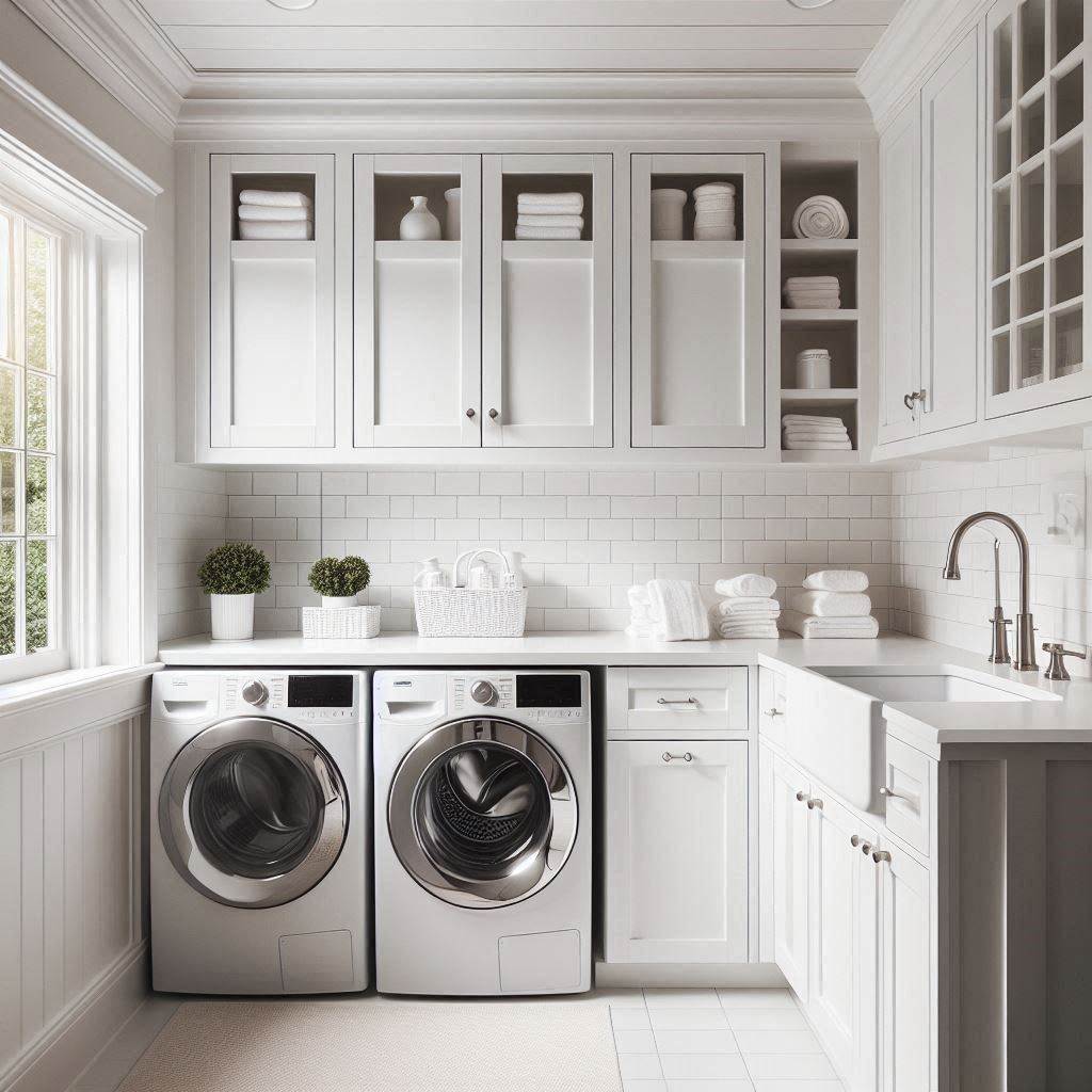 18 Small Laundry Room Ideas with Sink That Make Every Inch Count 11 All-White Design for an Open