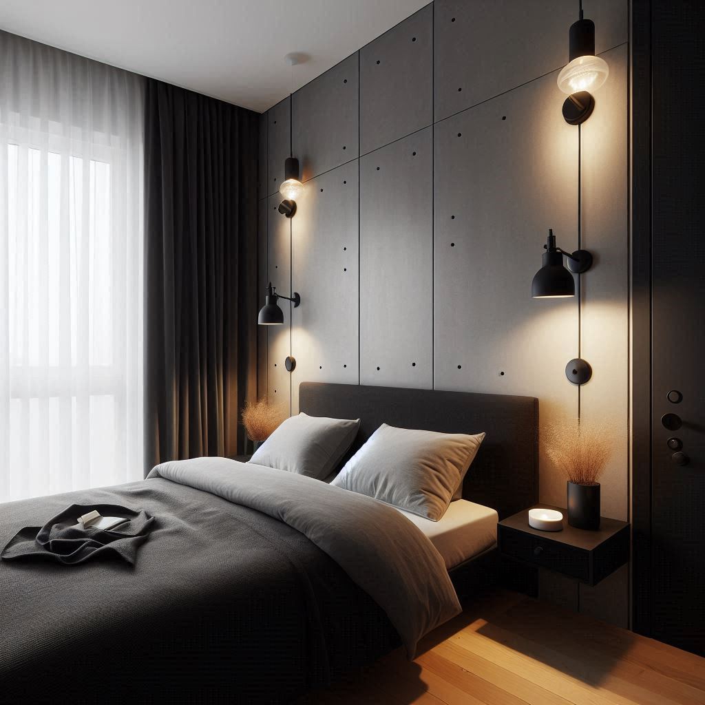 18 Modern Small Bedroom Ideas for Men 6 Wall-Mounted Lighting for Extra Spac
