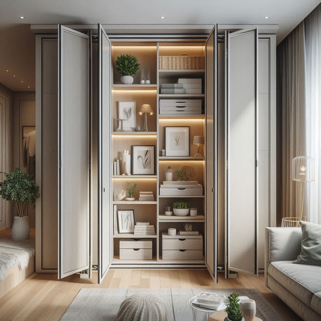 18 Small Laundry Room Ideas with Stackable Washer and Dryer 10 Behind Bi-Fold Doors