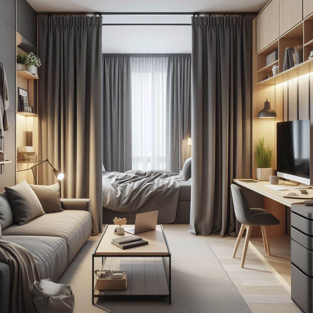 18 Modern Small Bedroom Ideas for Men 18 Curtain Dividers for Privacy in Studios