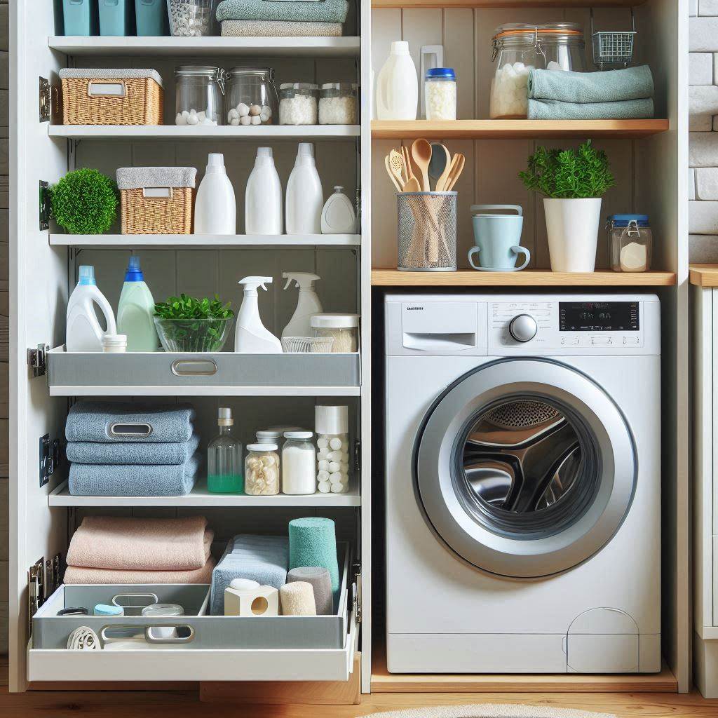 18 Genius Small Laundry Room Ideas with Shelves That Maximize Space & Style 15 Slide-Out Shelf Drawers