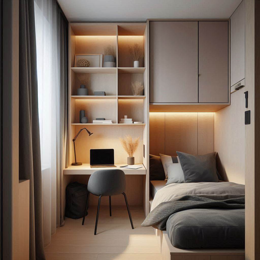 18 Modern Small Bedroom Ideas for Men 13 Compact Desk for Productivity