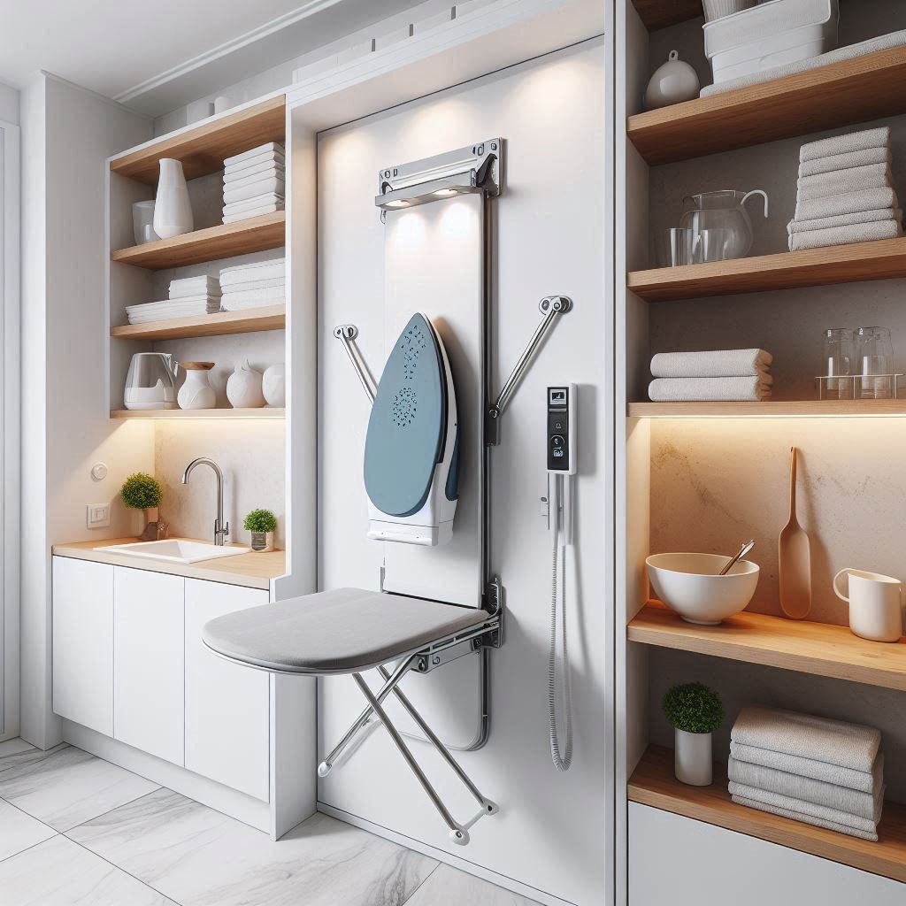 18 Small Laundry Room Storage Solutions to Maximize Space and Style 8 Fold-Out Ironing Station