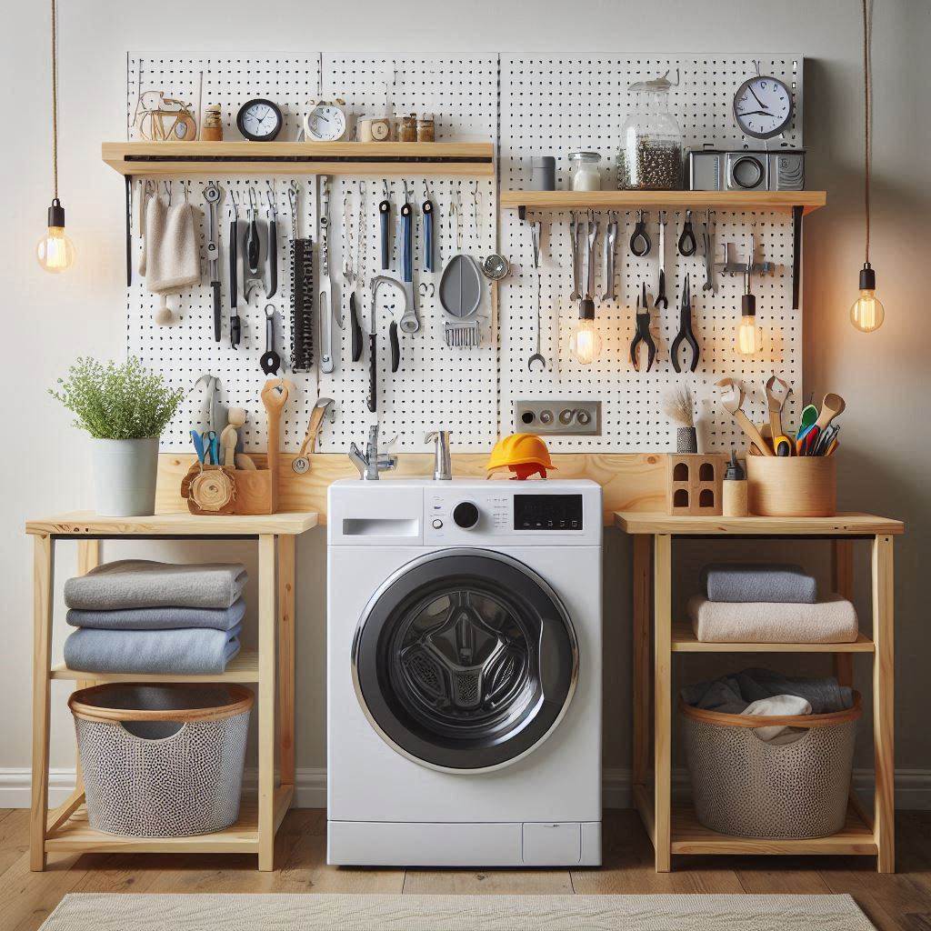 18 Smart & Stylish Laundry Room Ideas for Small Apartments 16 Use Pegboards for Custom Organization