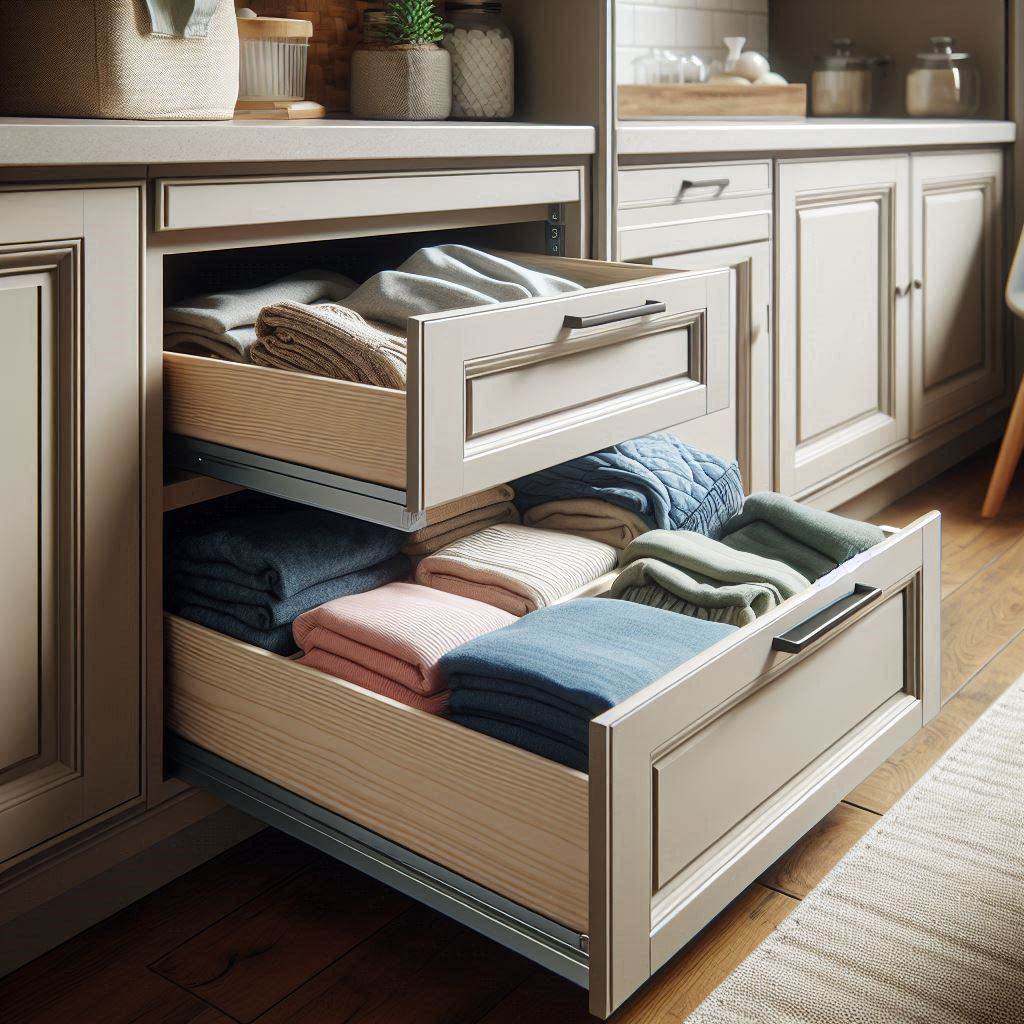 18 Small Laundry Room Organization Ideas to Maximize Your Space 8 Hidden Hampers Behind Cabinet Doors