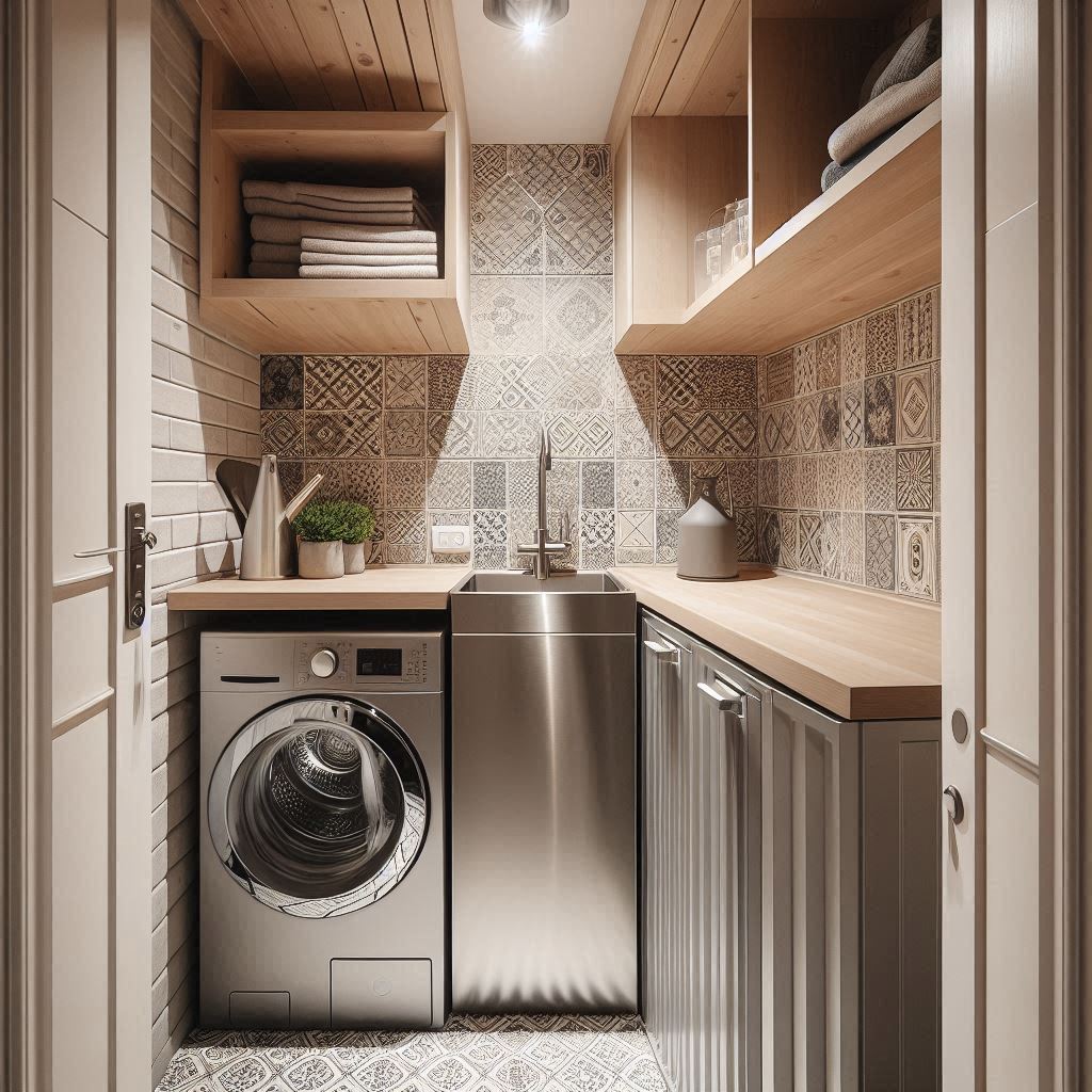 18 Small Laundry Room Ideas with Stackable Washer and Dryer 12 Incorporate a Utility Sink