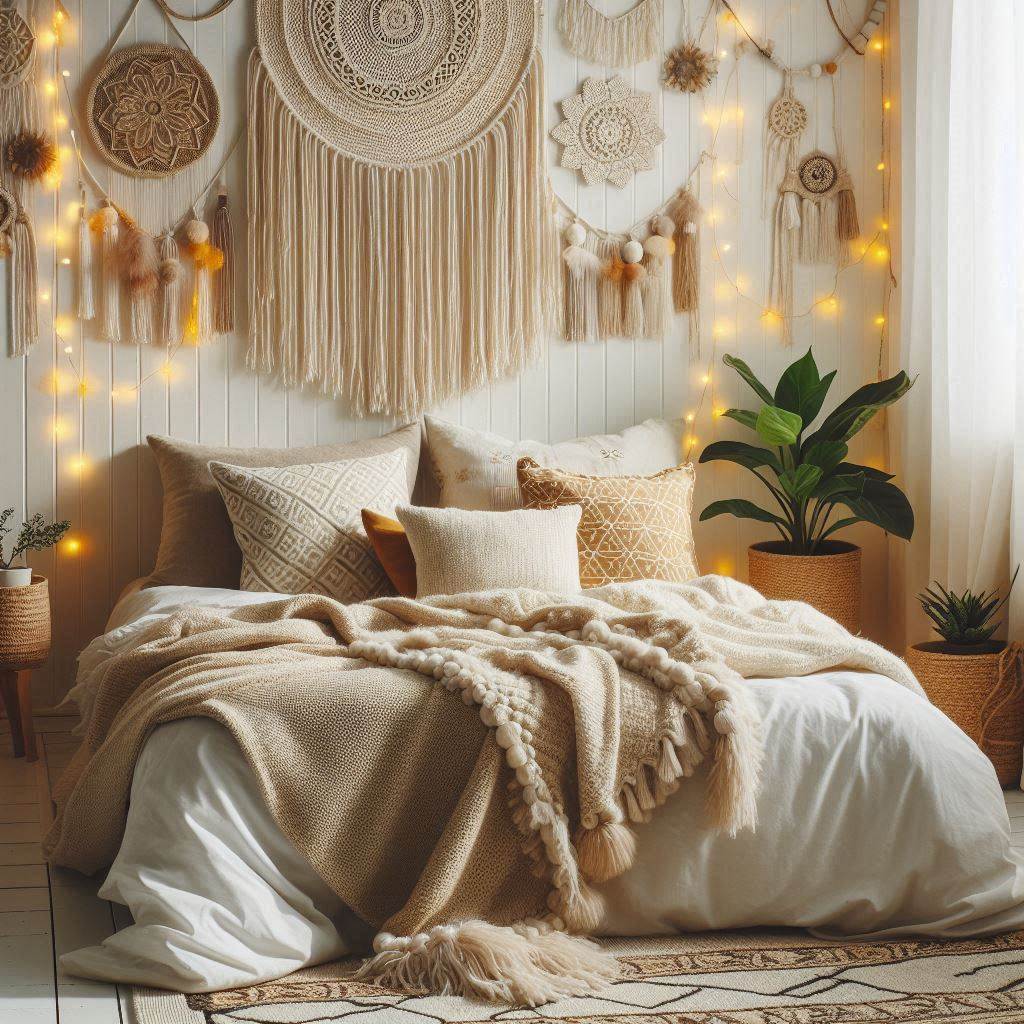 18 Cozy Bedroom Ideas for Small Spaces 4 Add Texture with Boho Lay