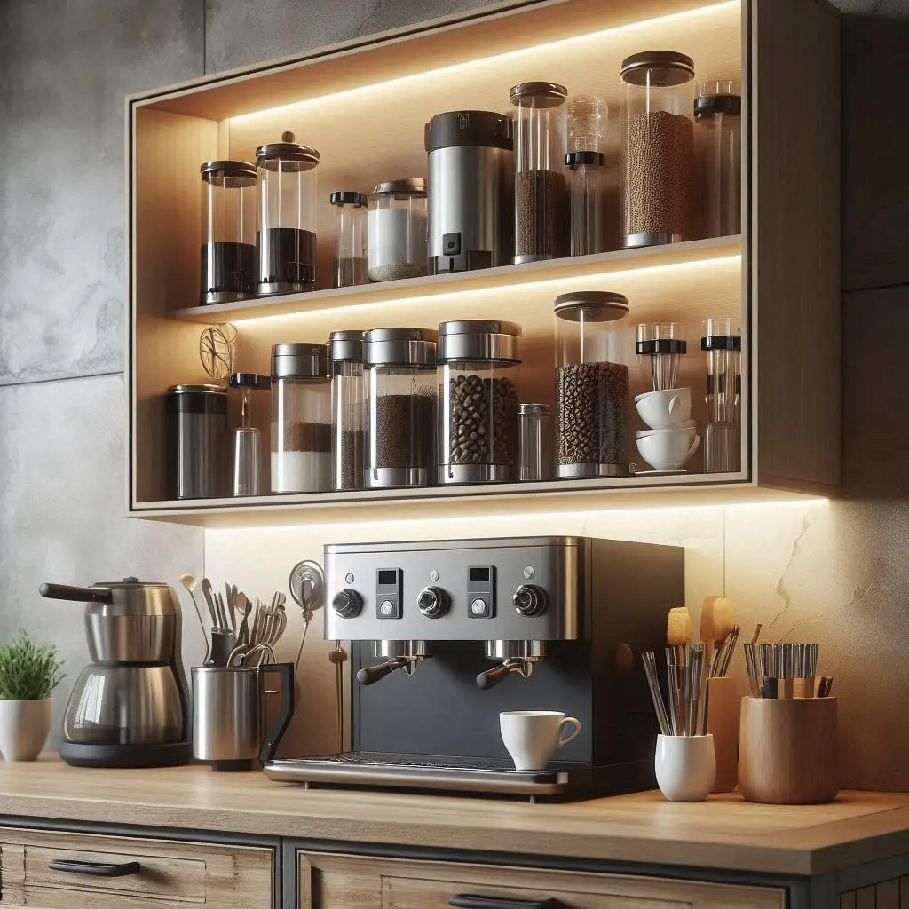 19 Creative Coffee Bar Cabinet Ideas to Organize Your Morning Routine 16 19 Creative Coffee Bar Cabinet Ideas to Organize Your Morning Routine