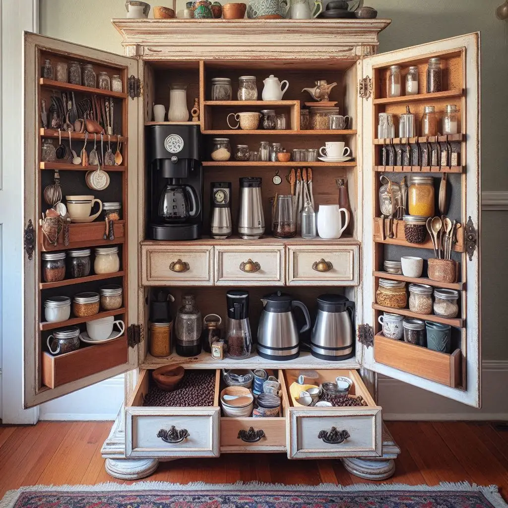 19 Creative Coffee Bar Cabinet Ideas to Organize Your Morning Routine 10 19 Creative Coffee Bar Cabinet Ideas to Organize Your Morning Routine