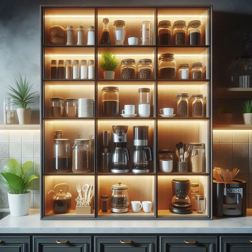 18 Smart Coffee Bar Ideas with Hidden Storage to Keep Your Space Clutter-Free 8 18 Smart Coffee Bar Ideas with Hidden Storage to Keep Your Space Clutter-Free