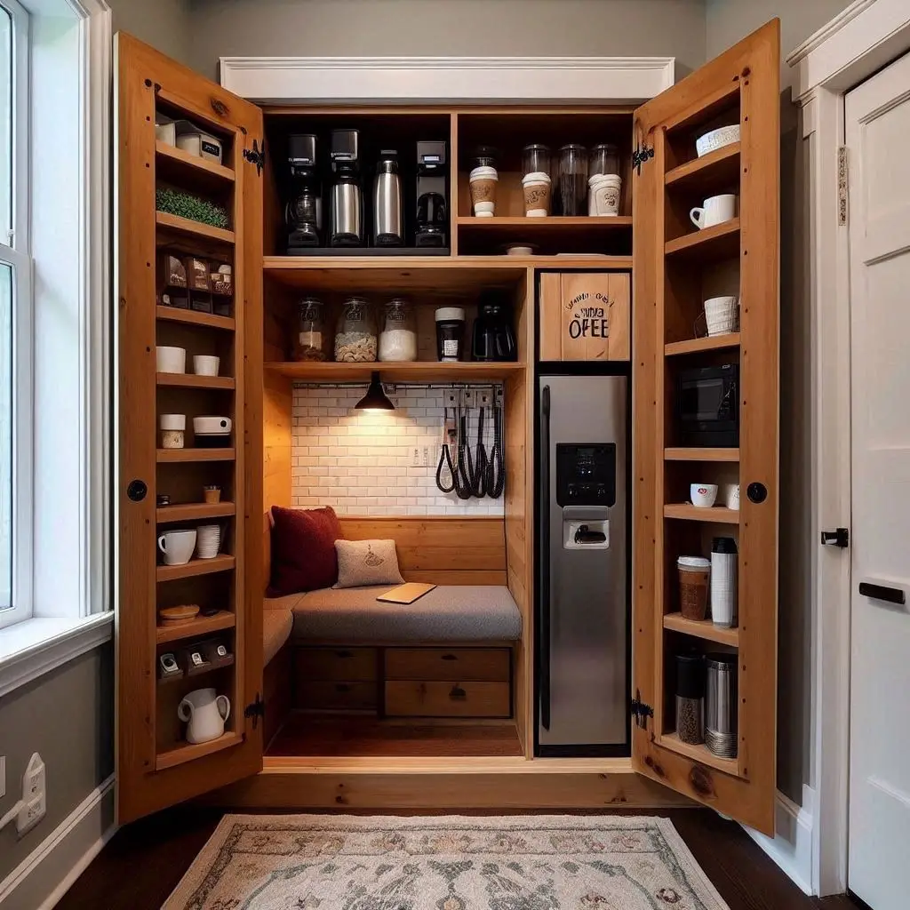 19 Creative Coffee Bar Cabinet Ideas to Organize Your Morning Routine 17 19 Creative Coffee Bar Cabinet Ideas to Organize Your Morning Routine