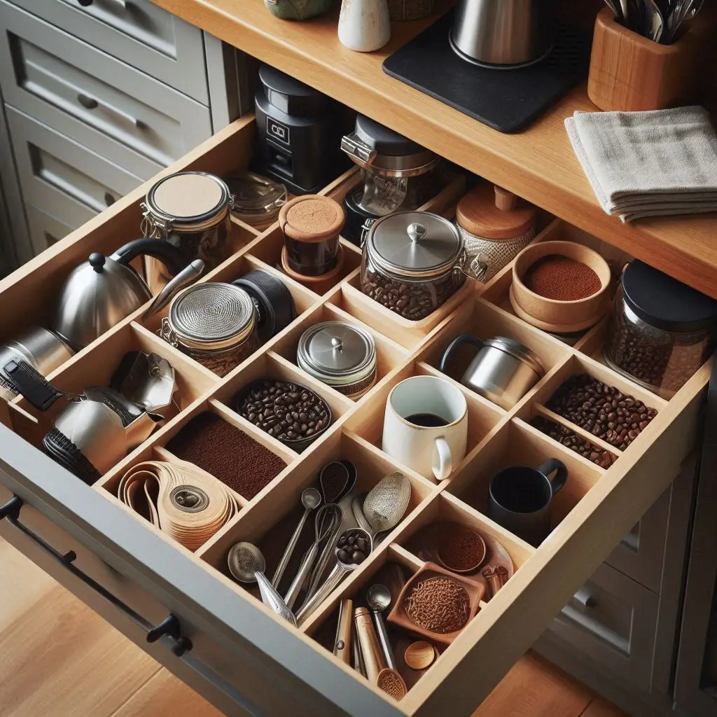 18 Smart Coffee Bar Ideas with Hidden Storage to Keep Your Space Clutter-Free 6 18 Smart Coffee Bar Ideas with Hidden Storage to Keep Your Space Clutter-Free