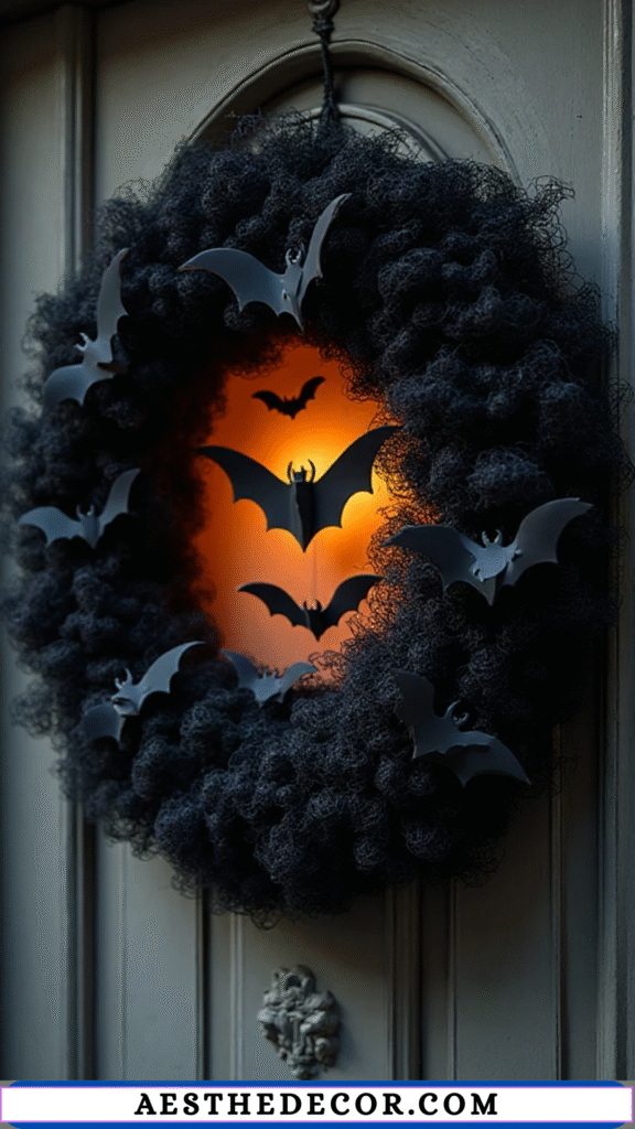 17 Spooky and Fun Halloween Dollar Tree Wreath Ideas 9 Bat Silhouette Wreath
