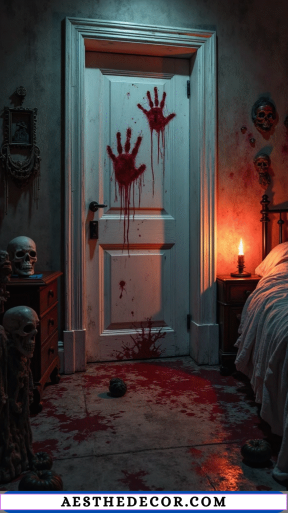 16 Creative DIY Halloween Bedroom Door Ideas for Kids 11 Bloody Handprint Door