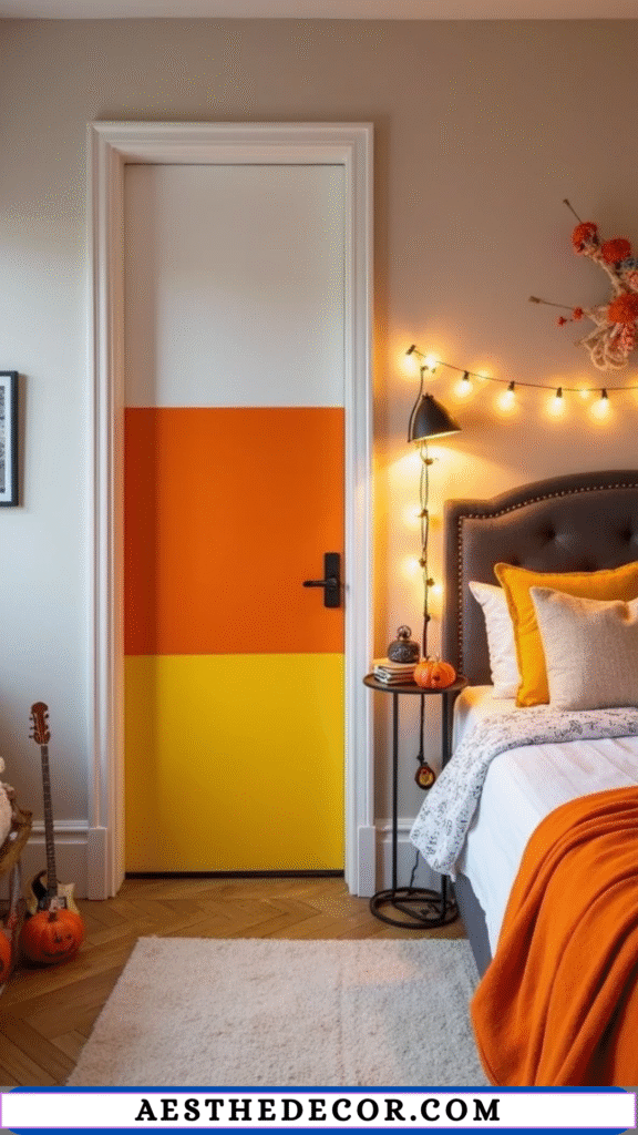16 Creative DIY Halloween Bedroom Door Ideas for Kids 15 Candy Corn Door