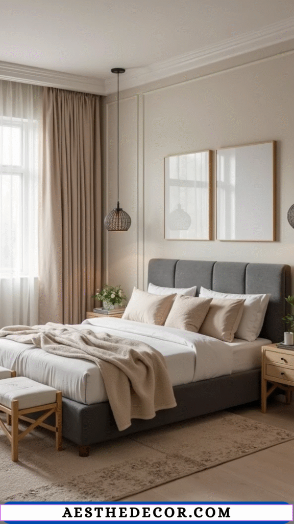 20 Modern Master Bedroom Color Combinations You’ll Love 4 Cream & Charcoal Grey