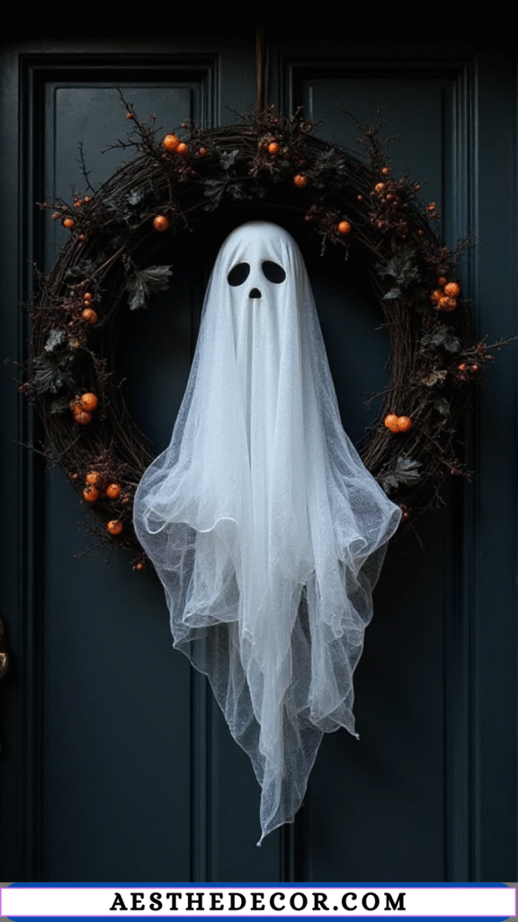 17 Spooky and Fun Halloween Dollar Tree Wreath Ideas 3 Easy Ghost Wreath.