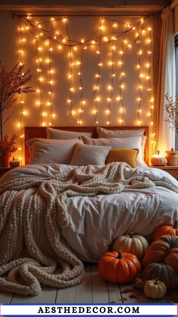 17 Creative Fall Decor for Bedroom DIY Ideas 10 Fairy String Lights