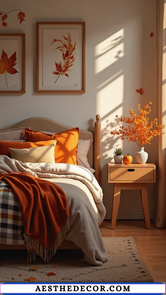 17 Creative Fall Decor for Bedroom DIY Ideas 3 Fall-Themed Throw Pillows