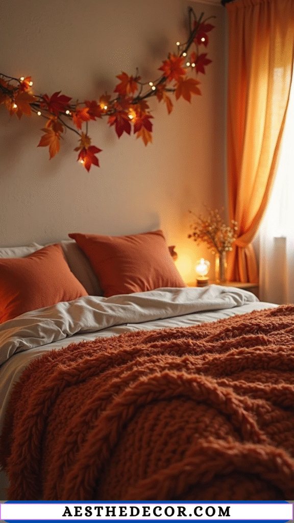 17 Creative Fall Decor for Bedroom DIY Ideas 24 Felt Leaf Garlands