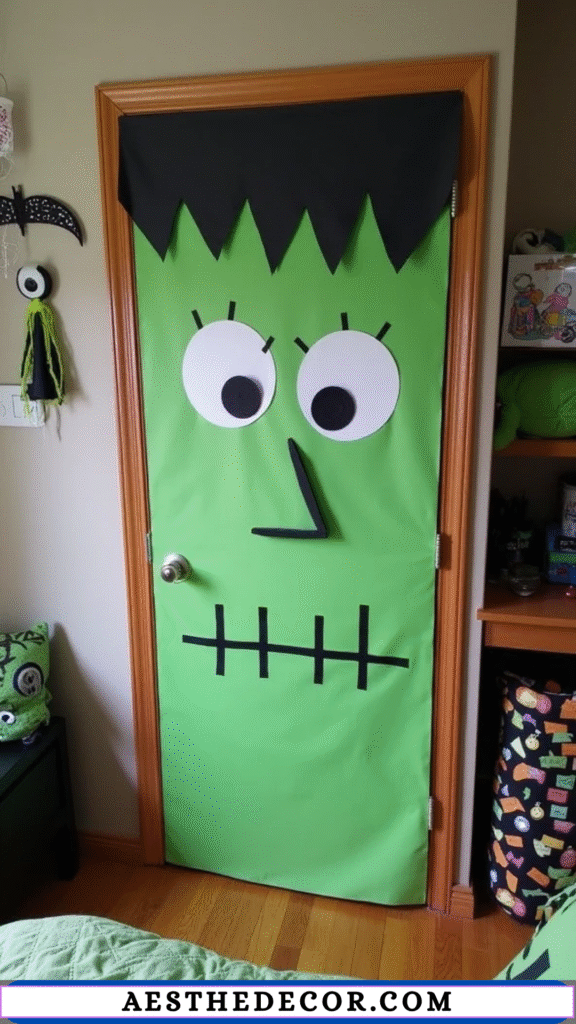 16 Creative DIY Halloween Bedroom Door Ideas for Kids 16 Frankenstein Door