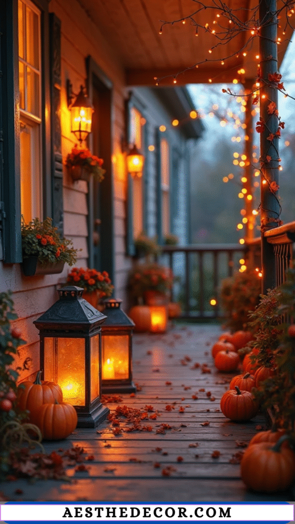 16 Spooky Halloween Lighting Ideas for Every Space 29 Front Porch Lantern Glow