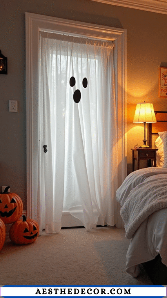 16 Creative DIY Halloween Bedroom Door Ideas for Kids 6 Ghost Door