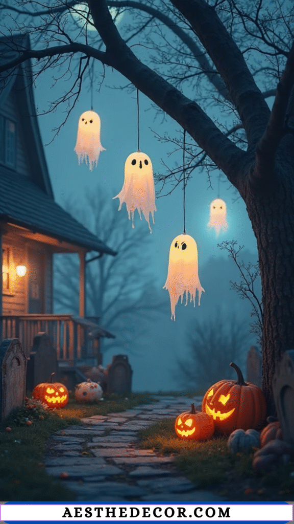 16 Spooky Halloween Lighting Ideas for Every Space 23 Glowing Balloon Ghosts