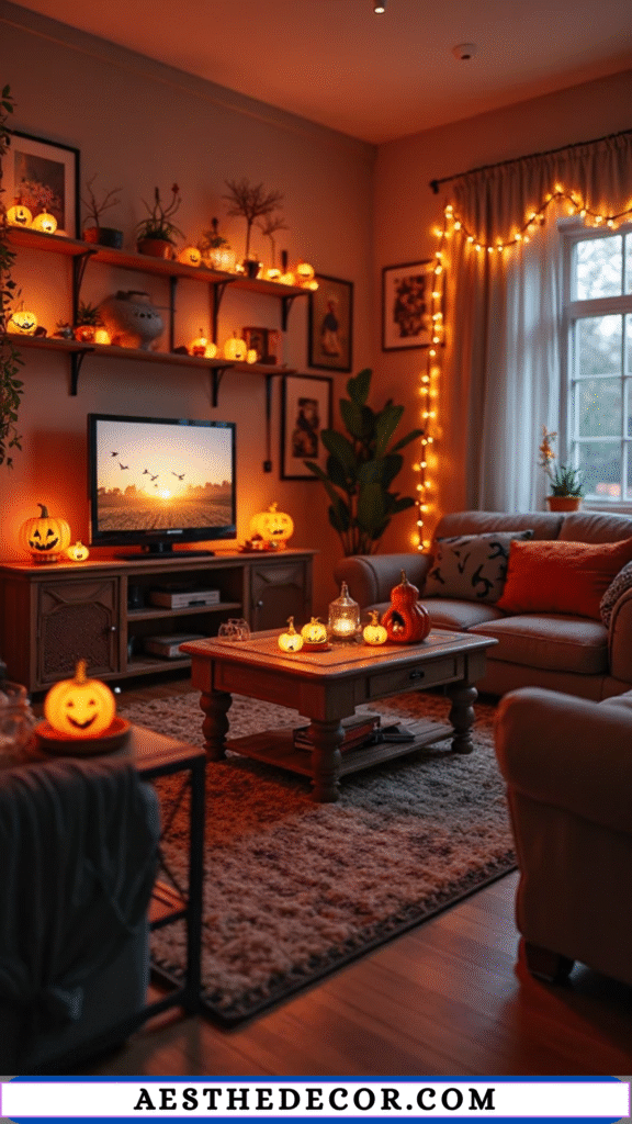 16 Spooky Halloween Lighting Ideas for Every Space 3 Glowing Pumpkin Lights for Living Rooms