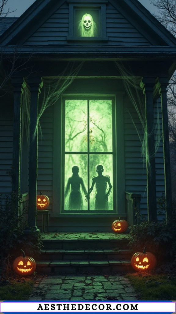 16 Spooky Halloween Lighting Ideas for Every Space 7 Haunted Window Shadows