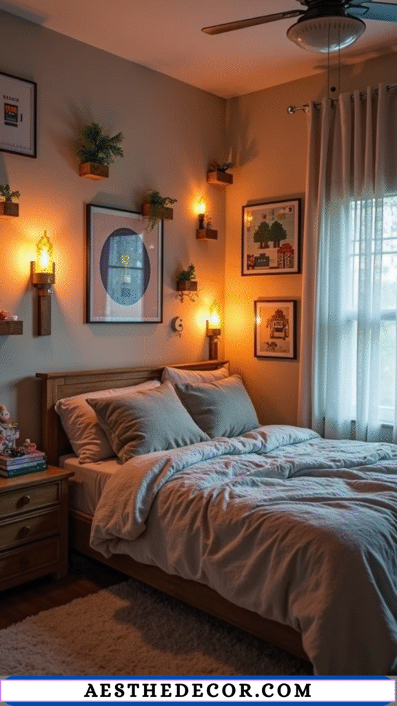 16 Easy Gamer Theme Bedroom Ideas Every Kid Will Love 6 LED Torch Wall Lights