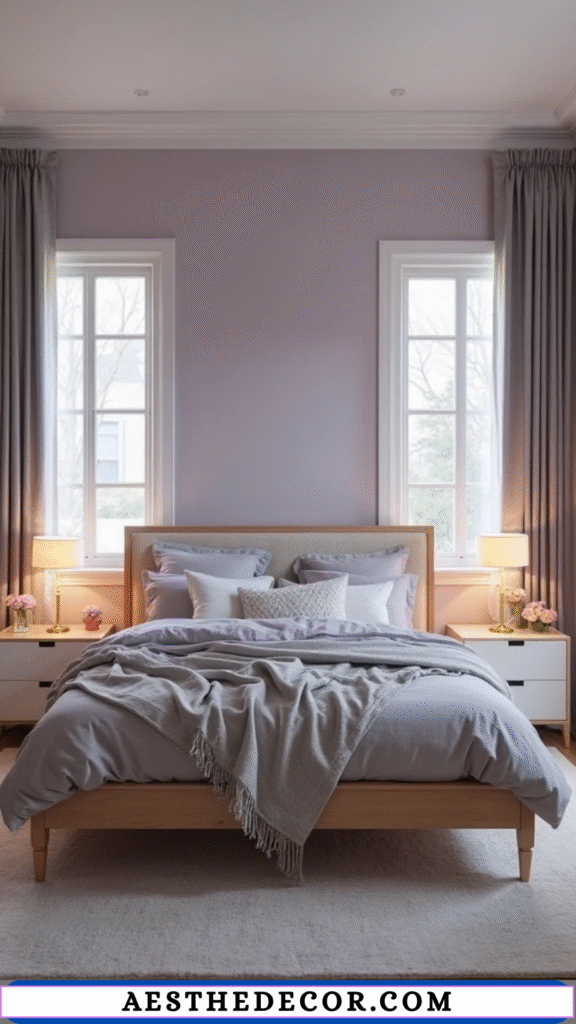 20 Modern Master Bedroom Color Combinations You’ll Love 19 Lavender & GreyLavender & Grey