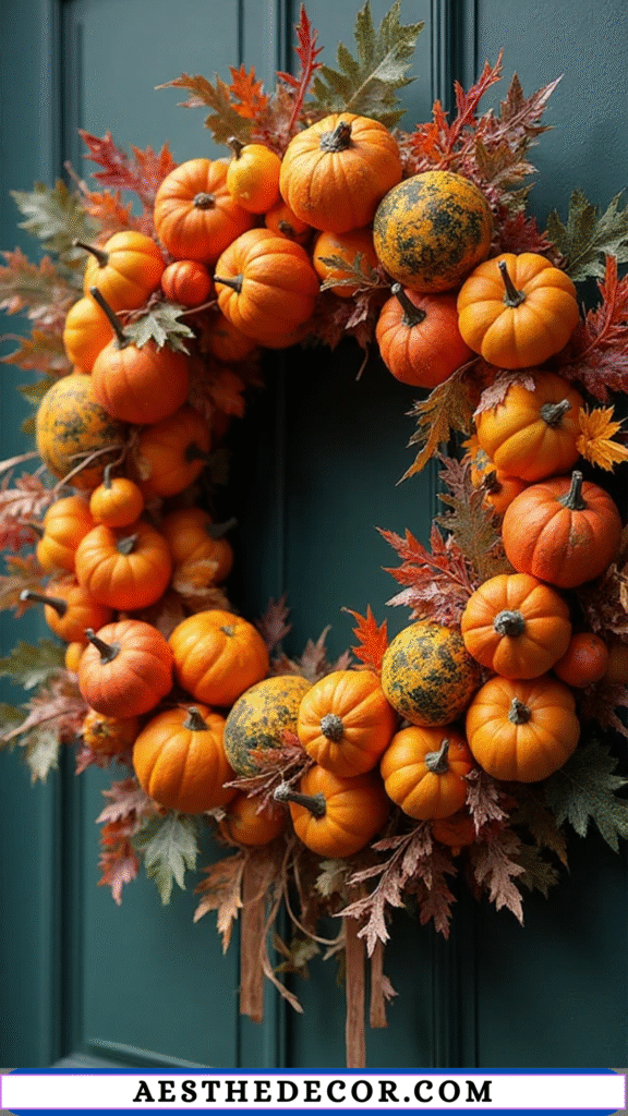 17 Spooky and Fun Halloween Dollar Tree Wreath Ideas 17 Mini Pumpkin Cluster Wreath
