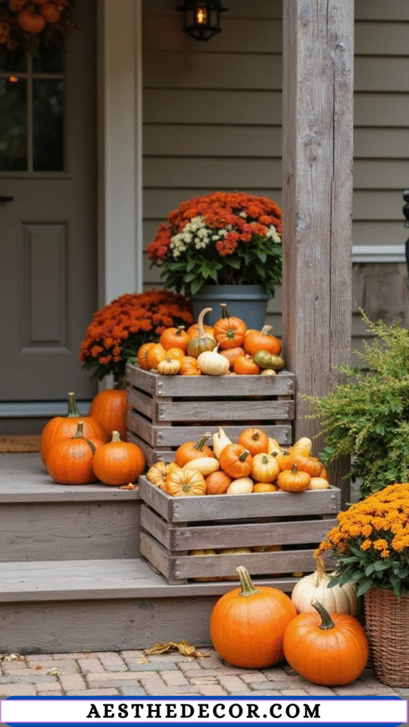 15 Cozy Fall Entryway Decor Ideas to Welcome the Season 17 Mini Pumpkins Display