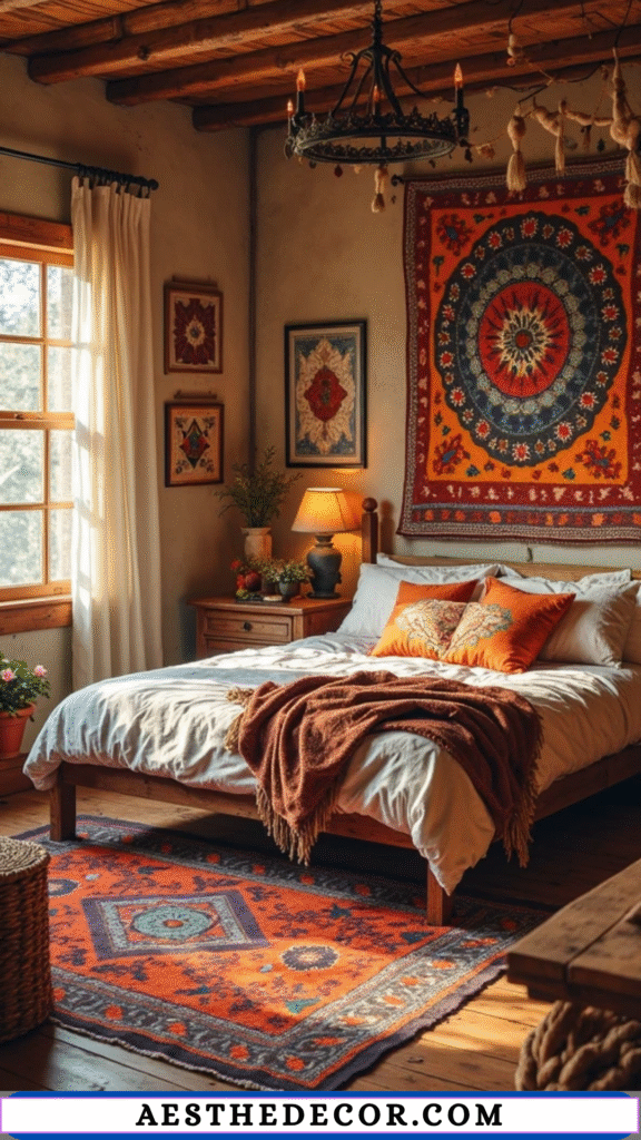 15 Cozy Fall Farmhouse Bedroom Decor Ideas 7 Mix of Patterns and Textures