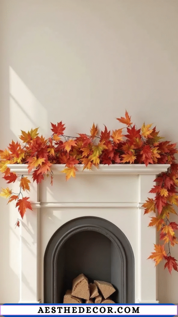 16 Halloween Mantel Decor Ideas for Every Style 31 Natural Fall Leaf Garland