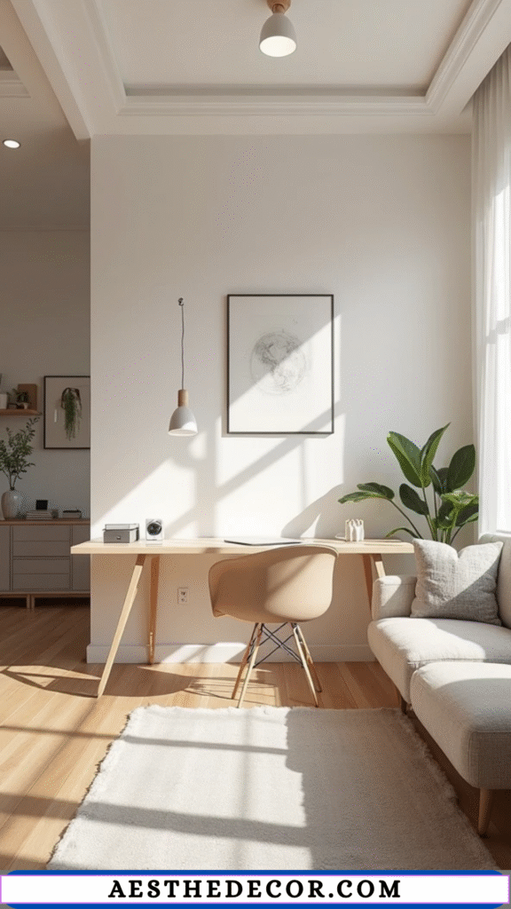 24 Minimalist Living Room Office Combo Ideas 17 Overhead Lighting
