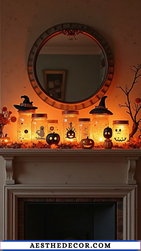 16 Halloween Mantel Decor Ideas for Every Style 25 Painted Mason Jars
